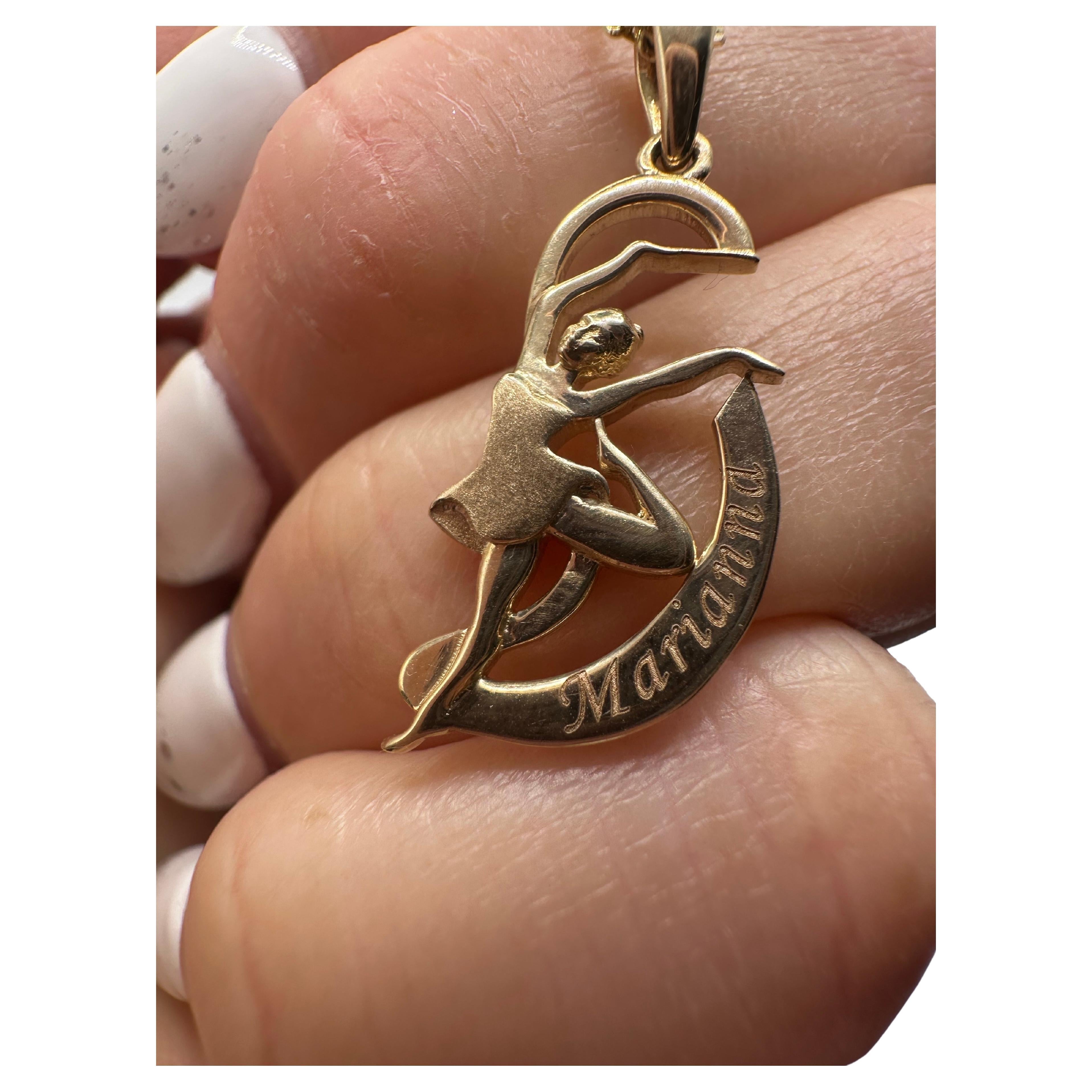 Gimnasia Rítmica cinta 18K oro colgante collar gimnasta cinta personalizado