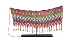Rhythms of Color: Mounted Beaded Belt with Geometric Motifs and Cowrie Shells