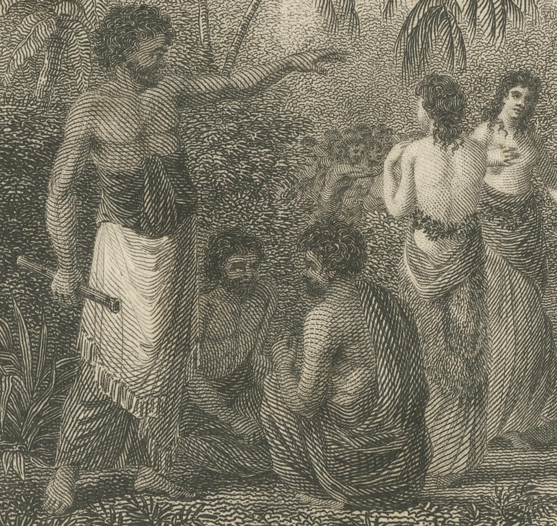 Engraved Rhythms of the Pacific: A Communal Dance in Tonga, Engraving Published in 1812 For Sale