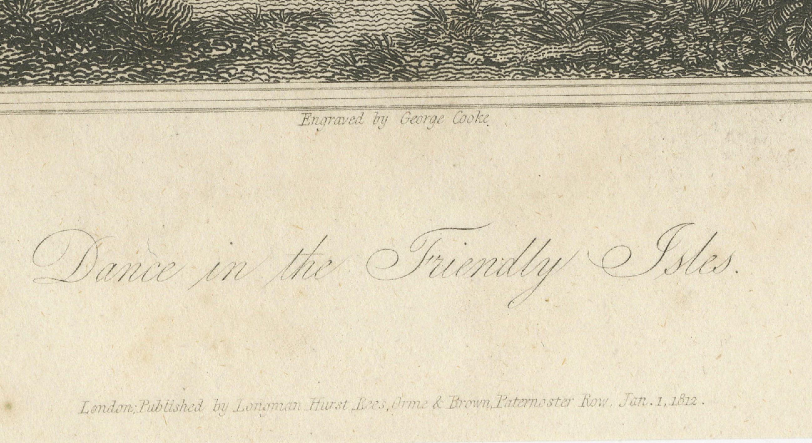 Papier Rhythms of the Pacific: A Communal Dance in Tonga, gravure publiée en 1812 en vente
