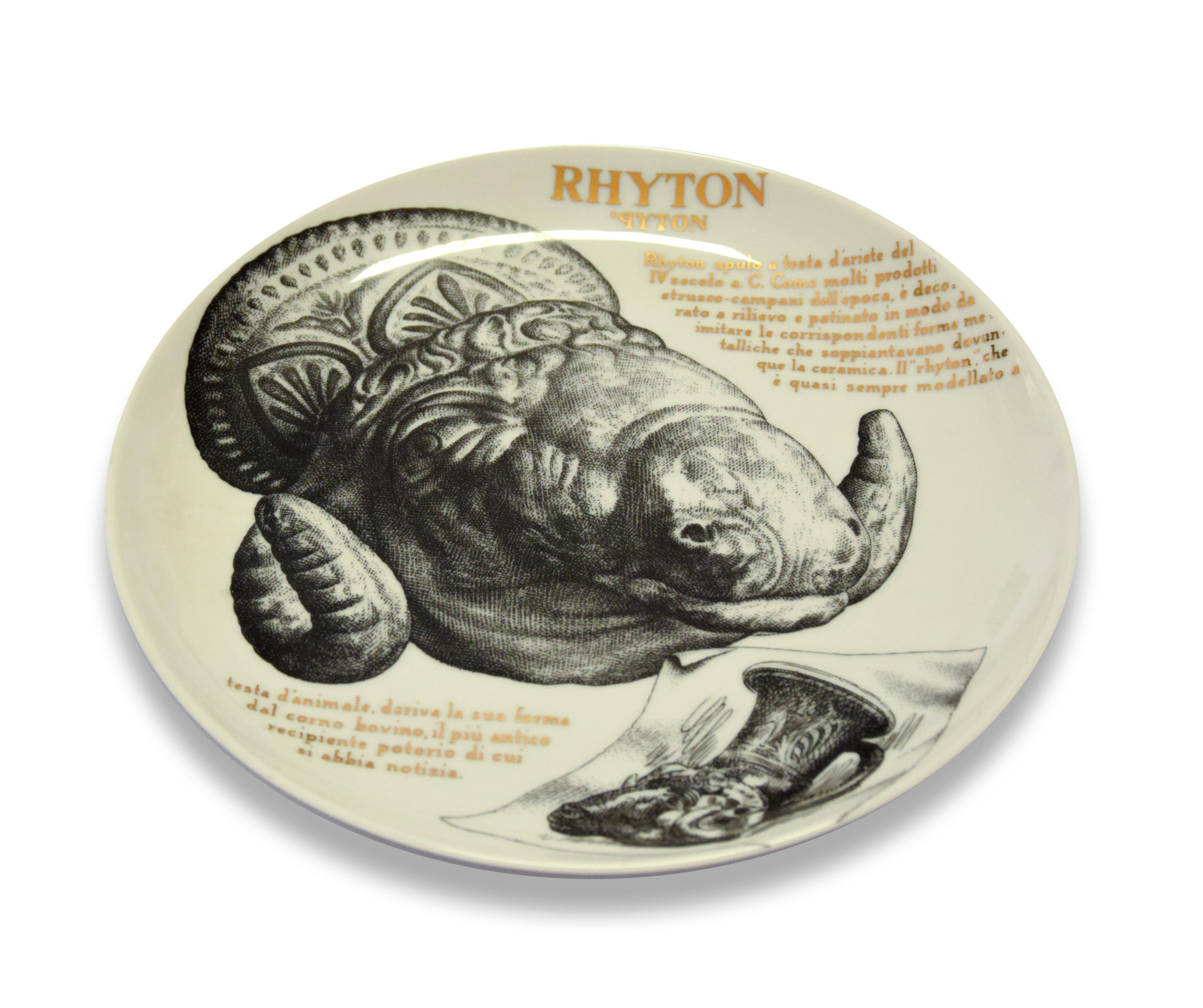 Italian Rhyton Plate for Martini & Rossi, by P. Fornasetti, 1960s For Sale