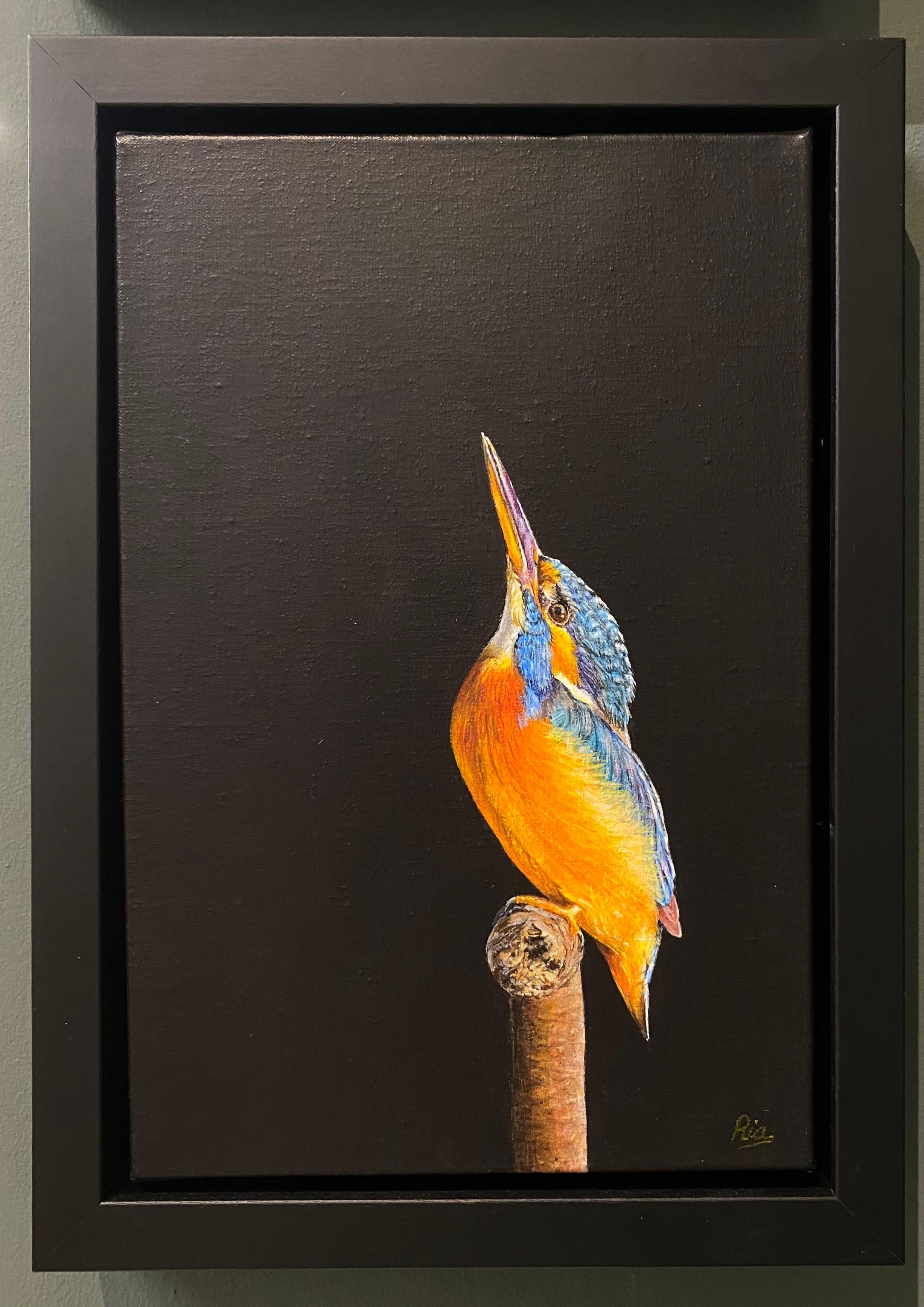 Passero dell'albero - Pittura realistica di un uccello del XXI secolo - Painting di Ria Koreman