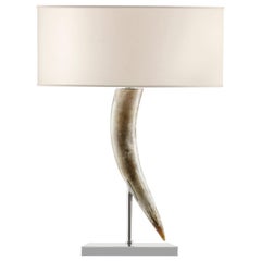 Riace Table Lamp in Corno Italiano and Stainless Steel, Mod. 1256