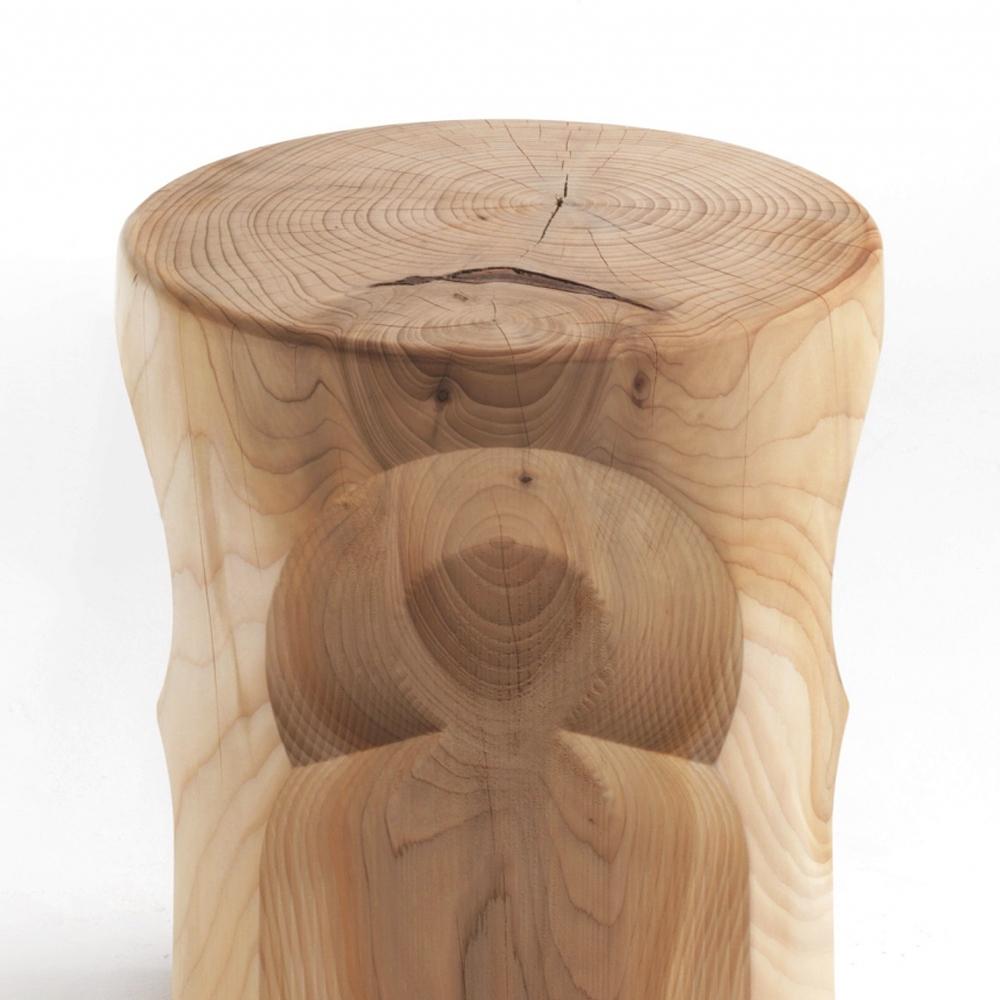 Riad Cedar Stool in Solid Natural Cedar Wood In New Condition In Paris, FR