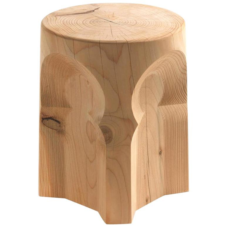 Riad Cedar Stool in Solid Natural Cedar Wood