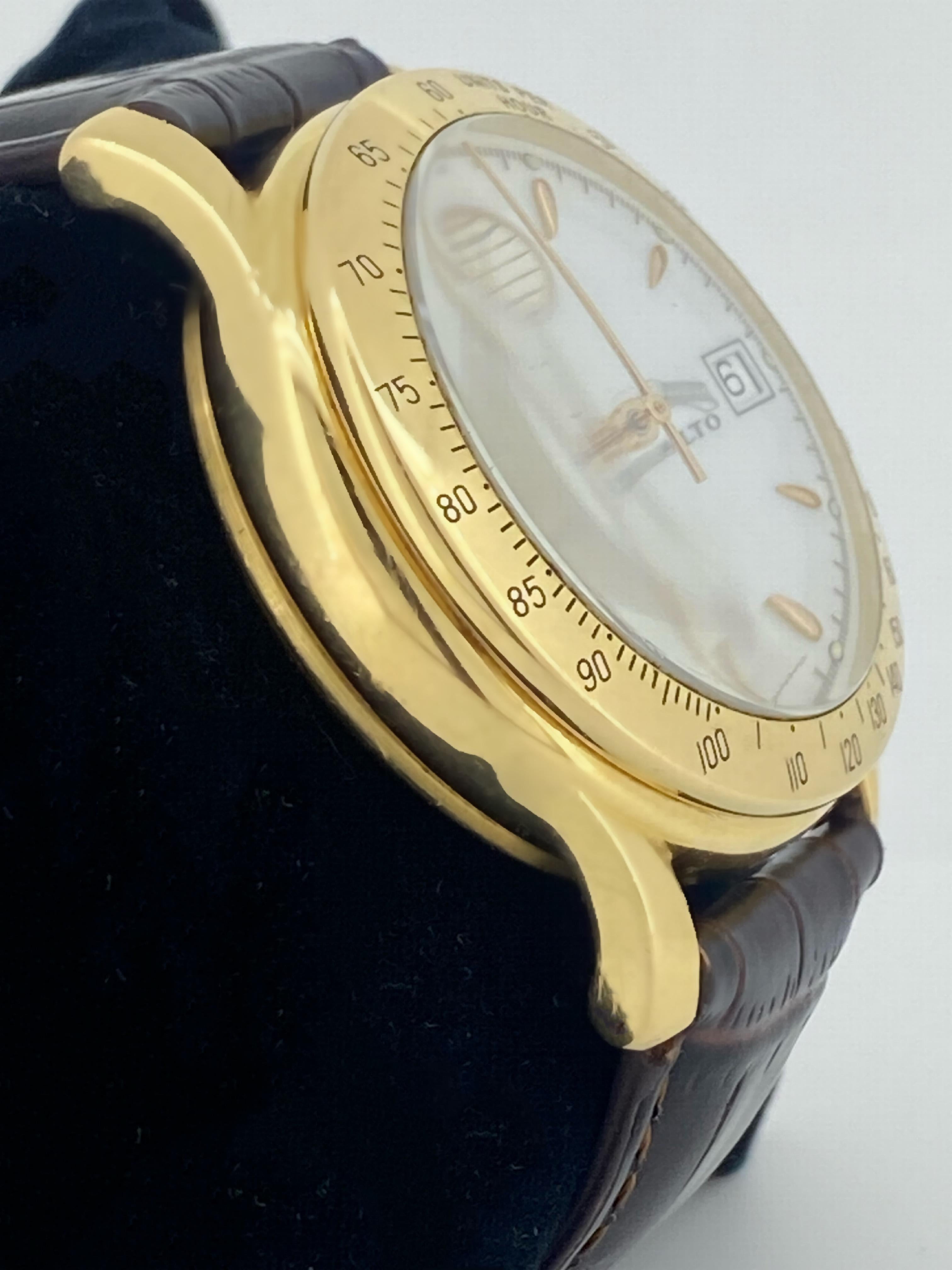 Rialto 18K Gold Chronograph Automatik 42mm Herrenuhr. 18K Goldschnalle & Rotor. (Moderne)
