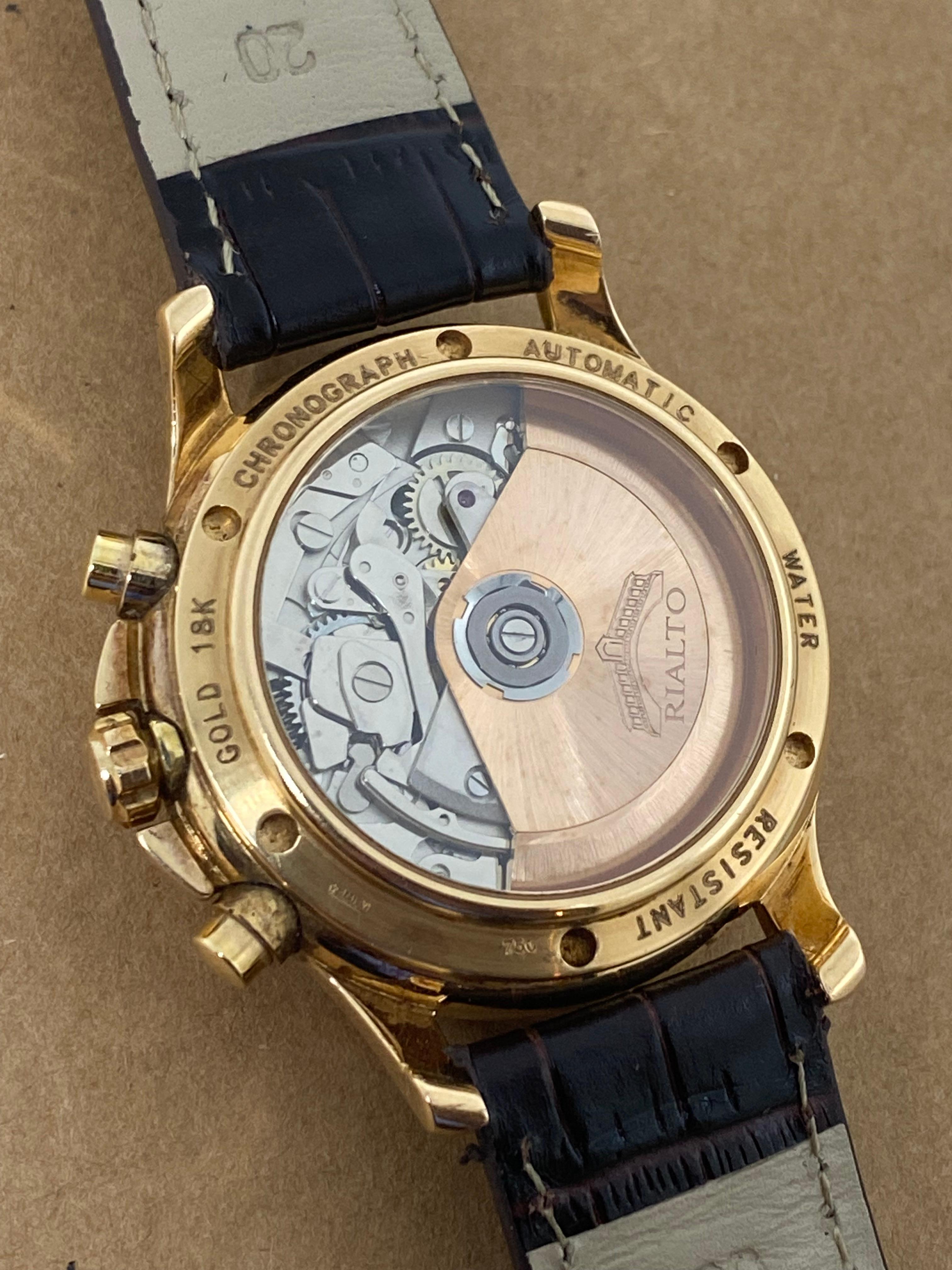 Rialto 18K Gold Chronograph Automatik 42mm Herrenuhr. 18K Goldschnalle & Rotor. 1
