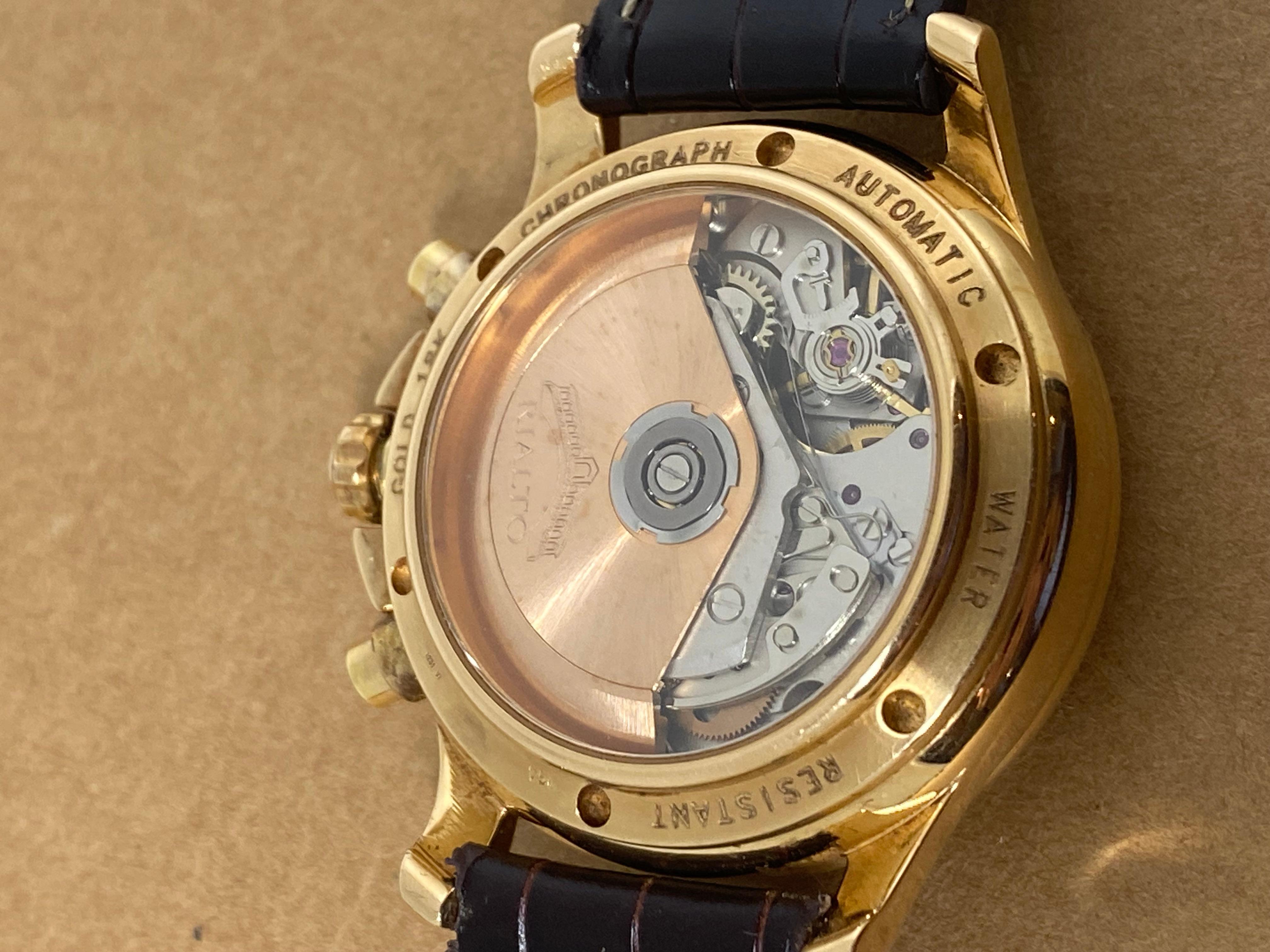 Rialto 18K Gold Chronograph Automatik 42mm Herrenuhr. 18K Goldschnalle & Rotor. 2