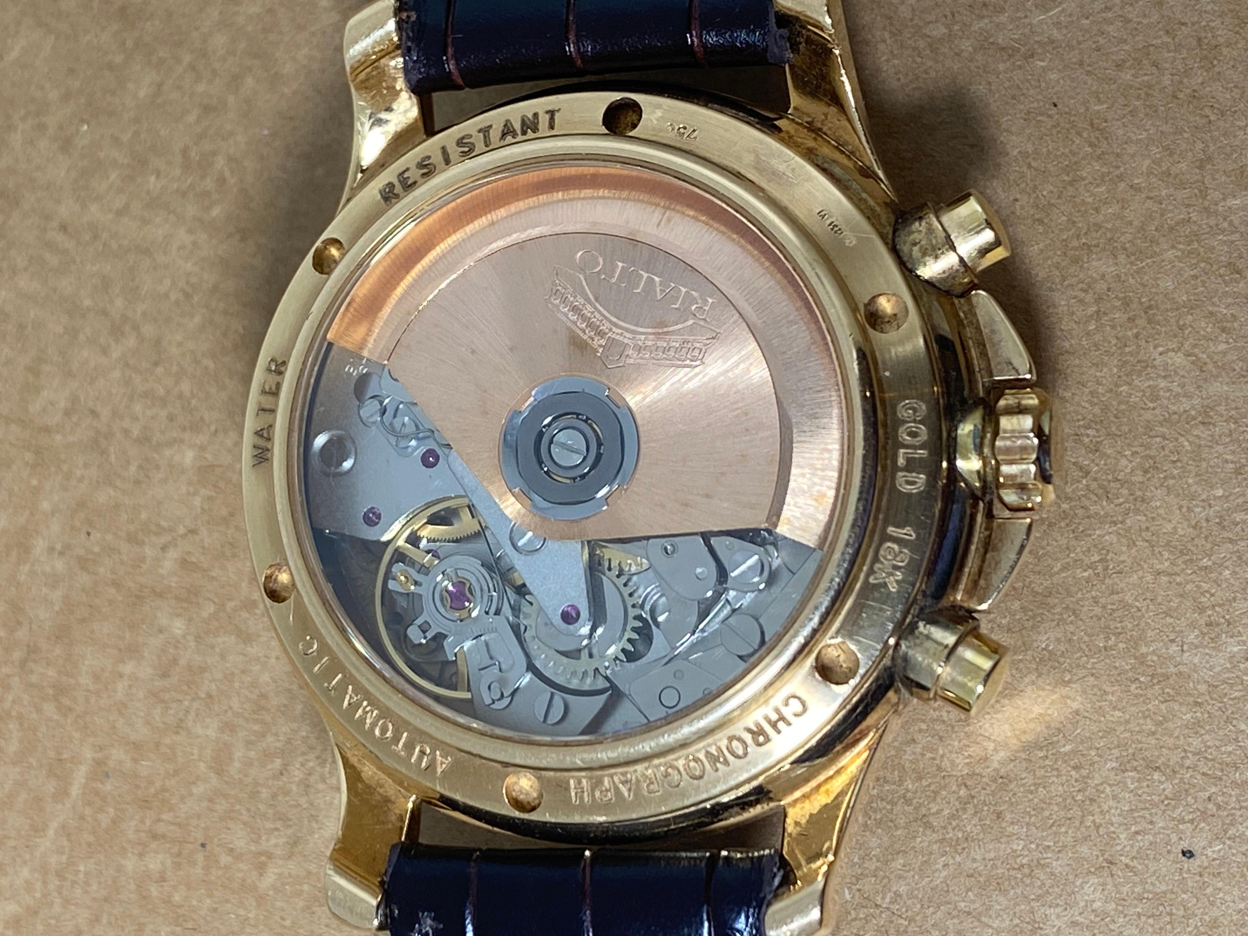 Rialto 18K Gold Chronograph Automatik 42mm Herrenuhr. 18K Goldschnalle & Rotor. 3