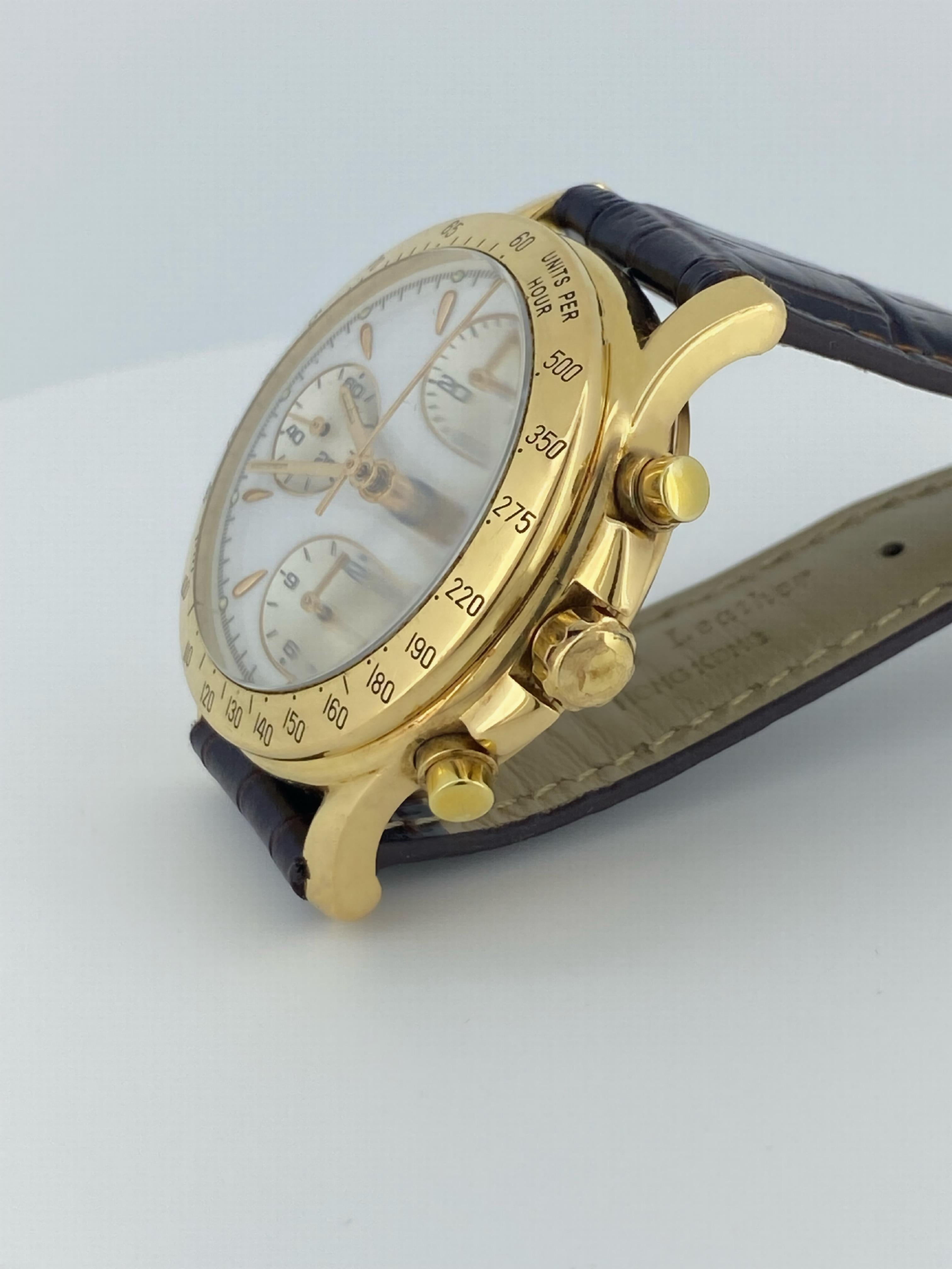 Rialto 18K Gold Chronograph Automatik 42mm Herrenuhr. 18K Goldschnalle & Rotor. im Zustand „Hervorragend“ in MELBOURNE, AU