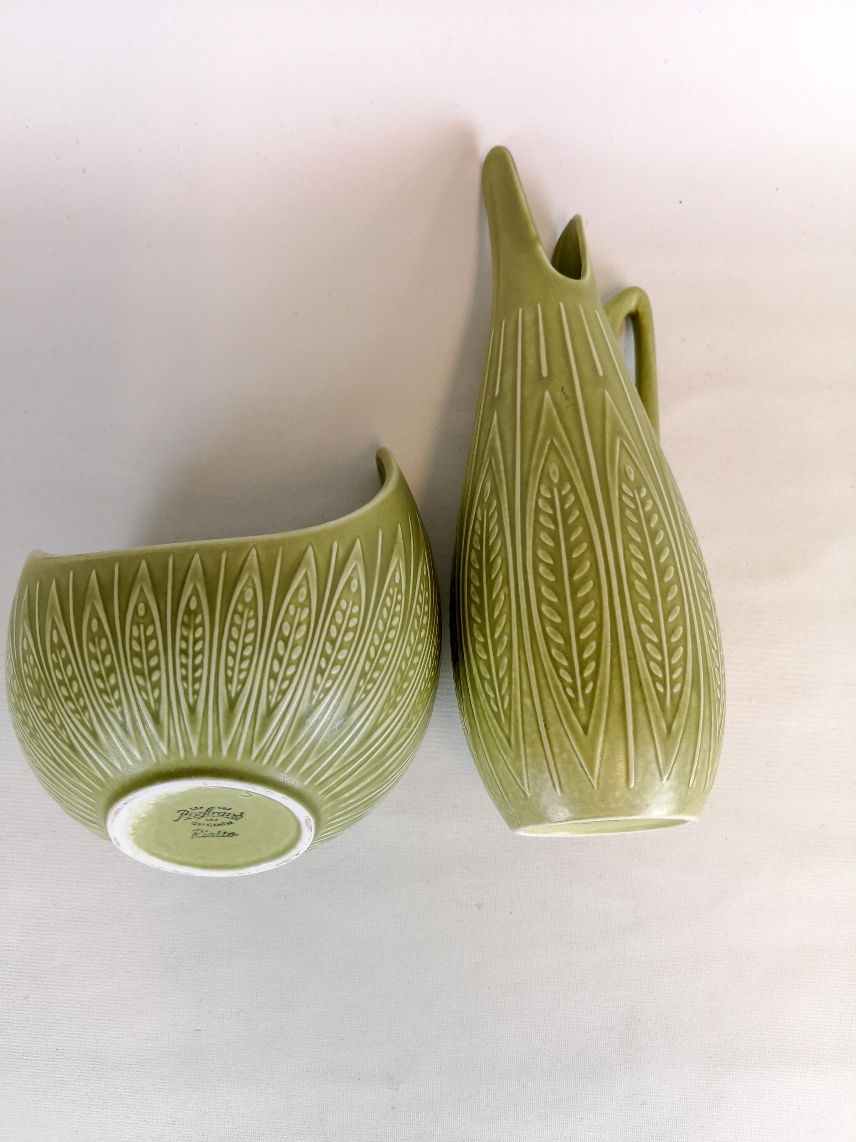 Midcentury Modern Ceramic Bowl and Vase 