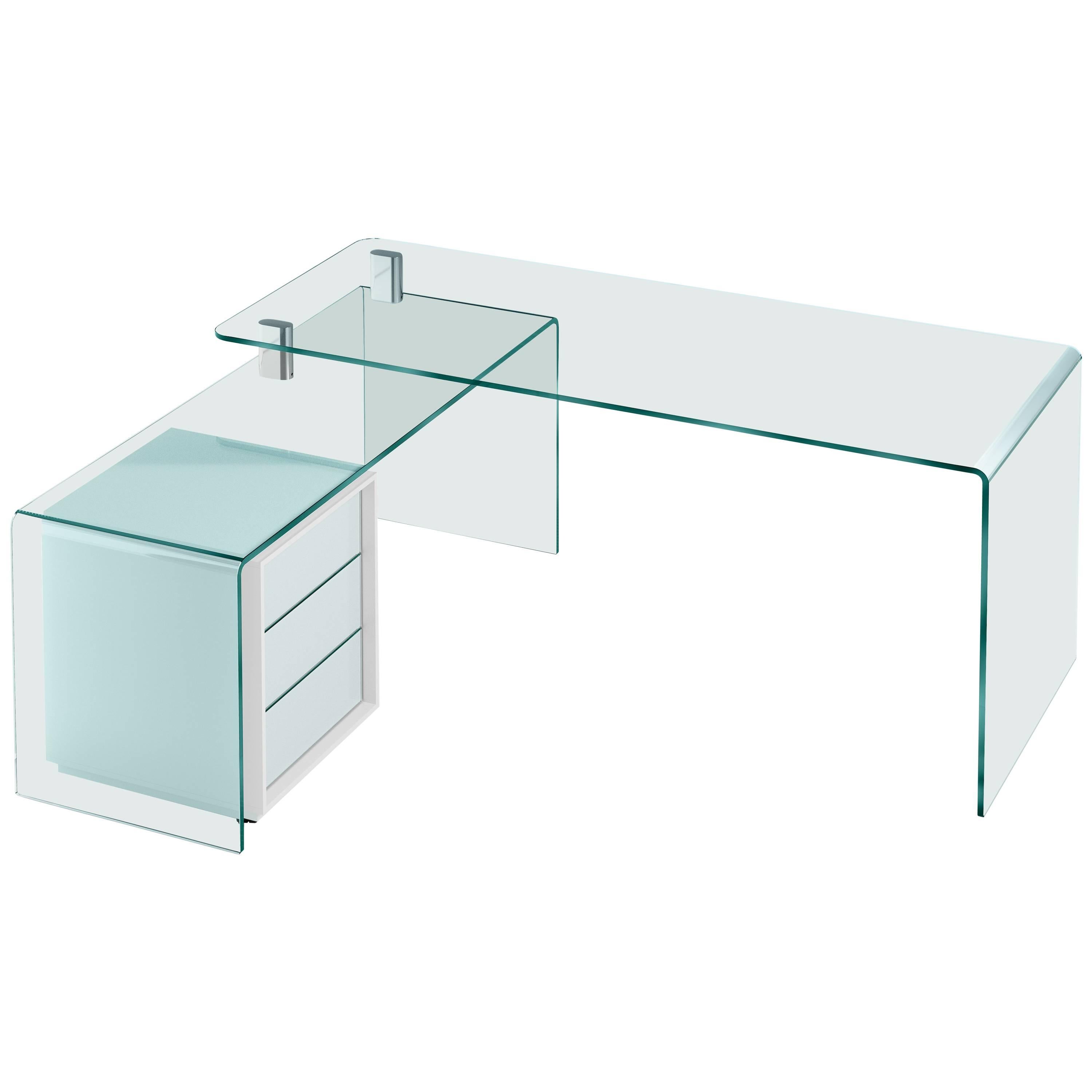 Rialto Glass Desk in Curved Glass by CRS Fiam for Fiam For Sale