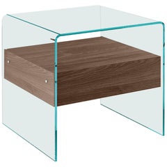 Rialto Glass Side Table with Tobacco Oak Drawer by CRS Fiam for Fiam