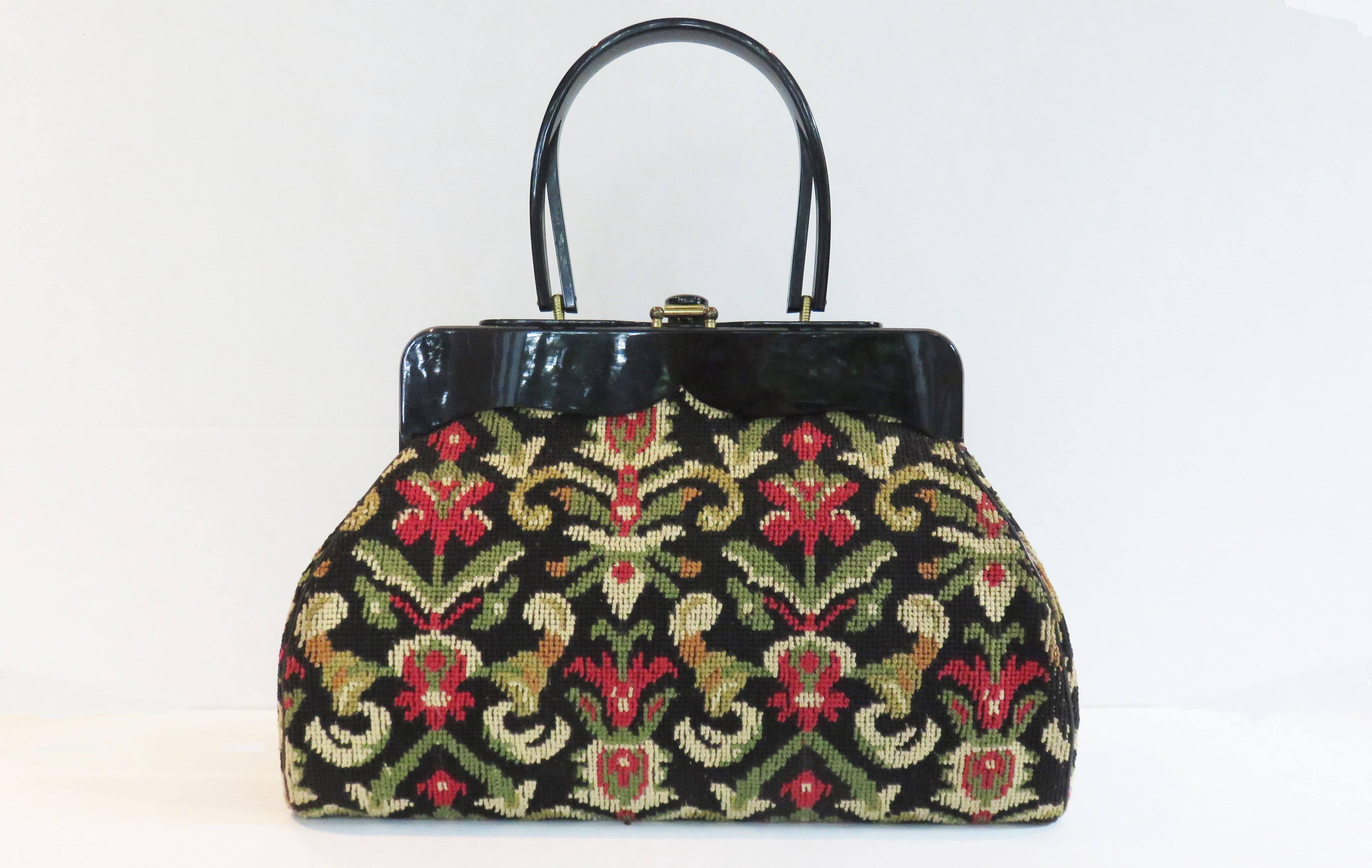 Rialto Large Needlepoint Handbag 1960s For Sale 2