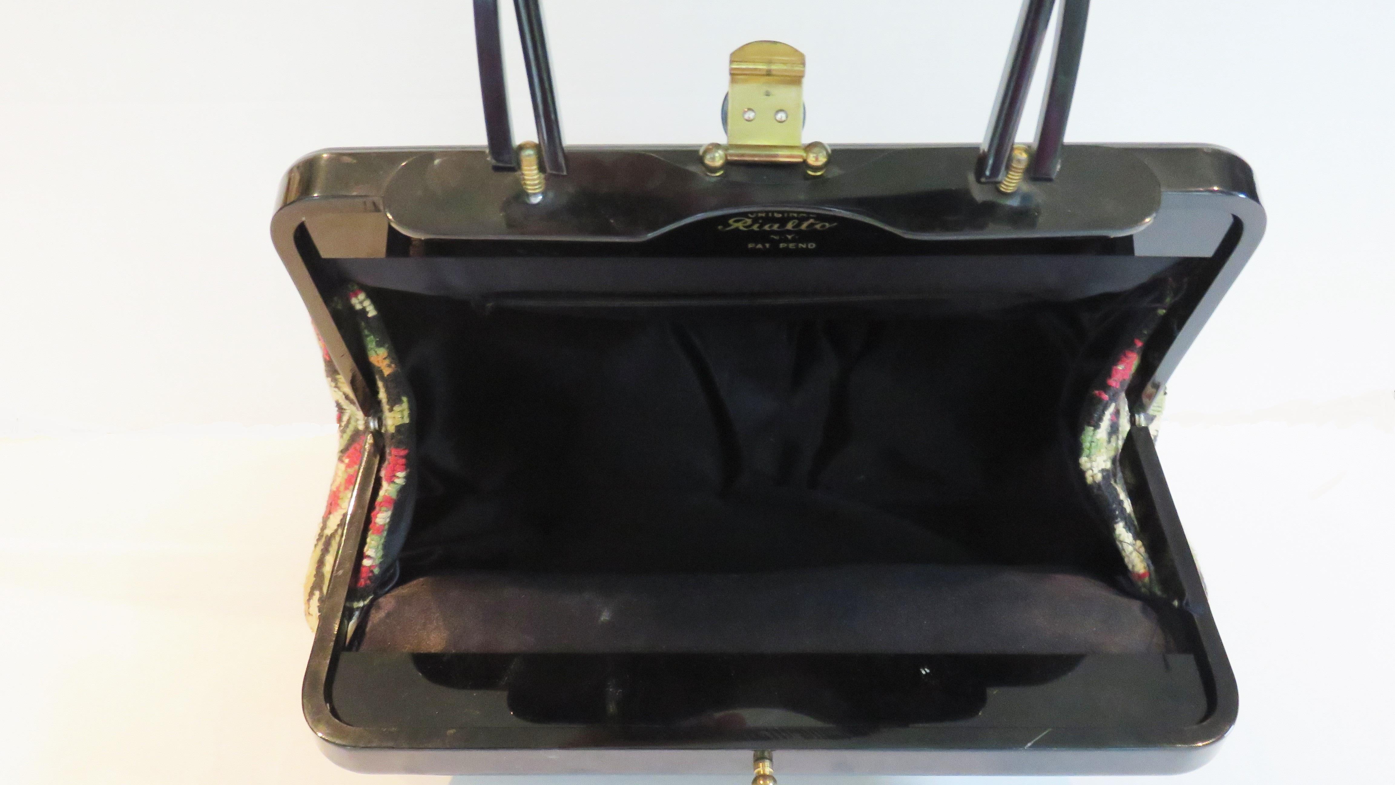 Rialto Large Needlepoint Handbag 1960s For Sale 5