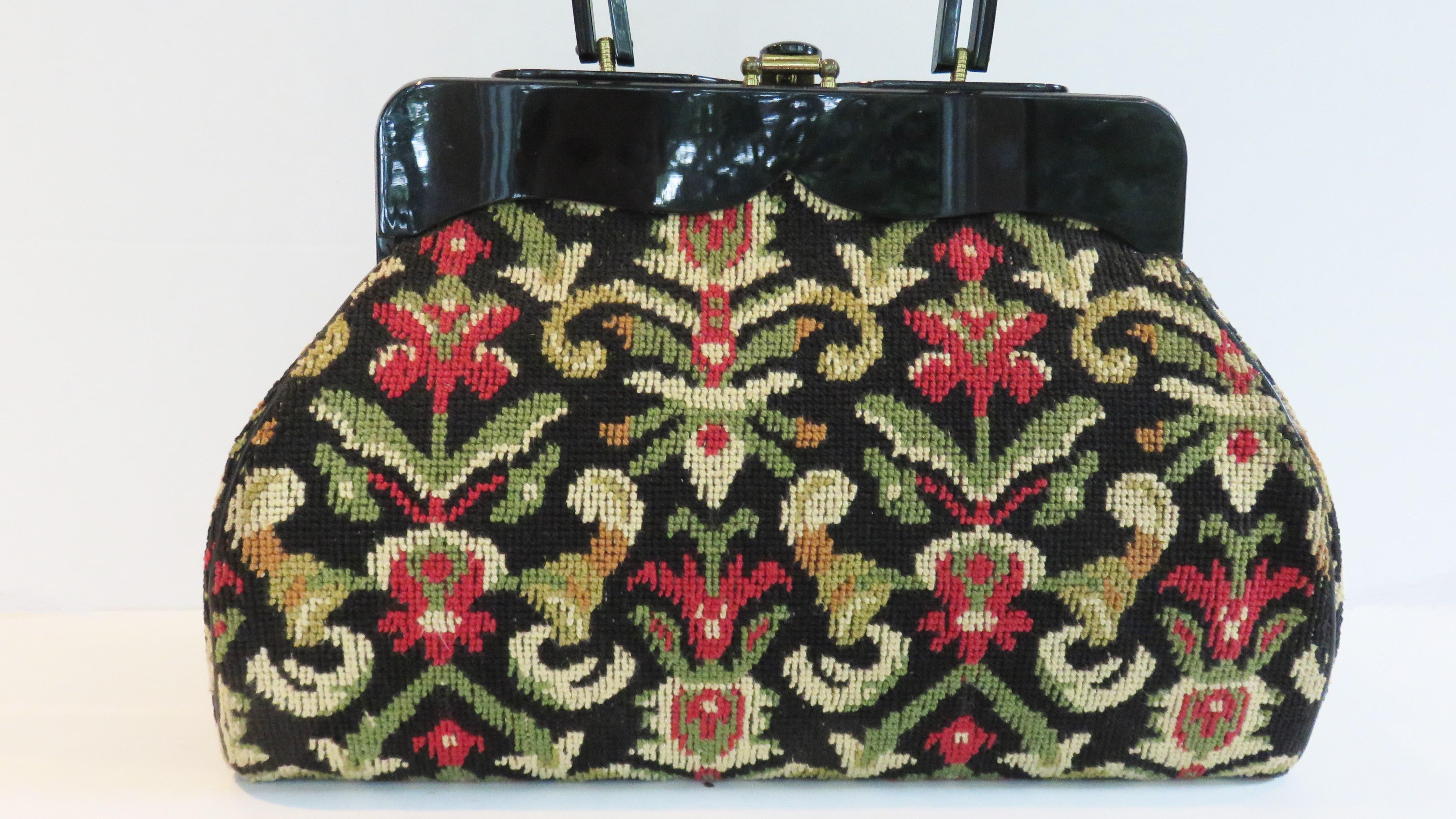 Women's Rialto Large Needlepoint Handbag 1960s For Sale