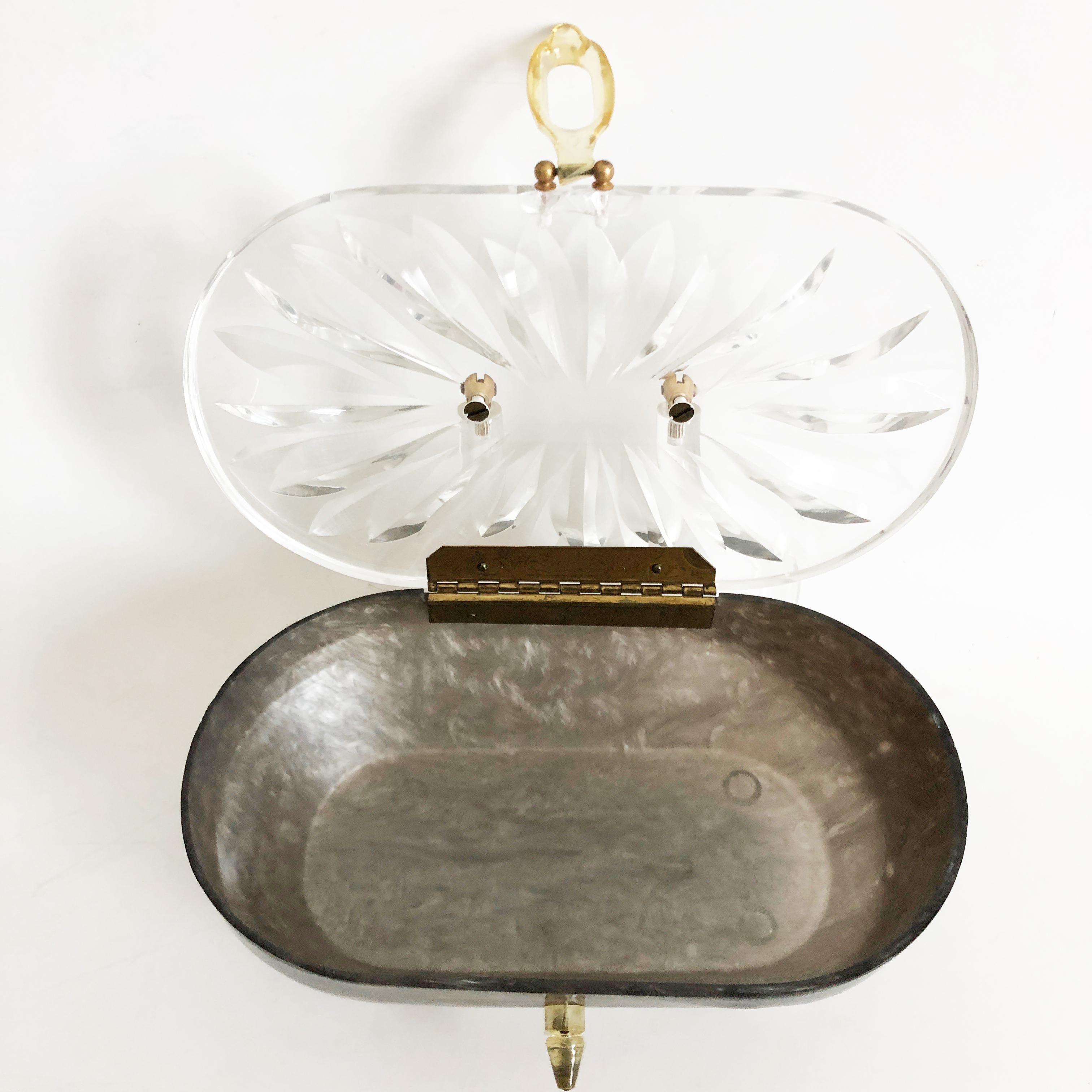 Women's Rialto New York Lucite Handbag Unique Top Handle Bag 1950s