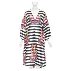 RIANNA AND NINA black white striped graphic print V-neck tent dress OS