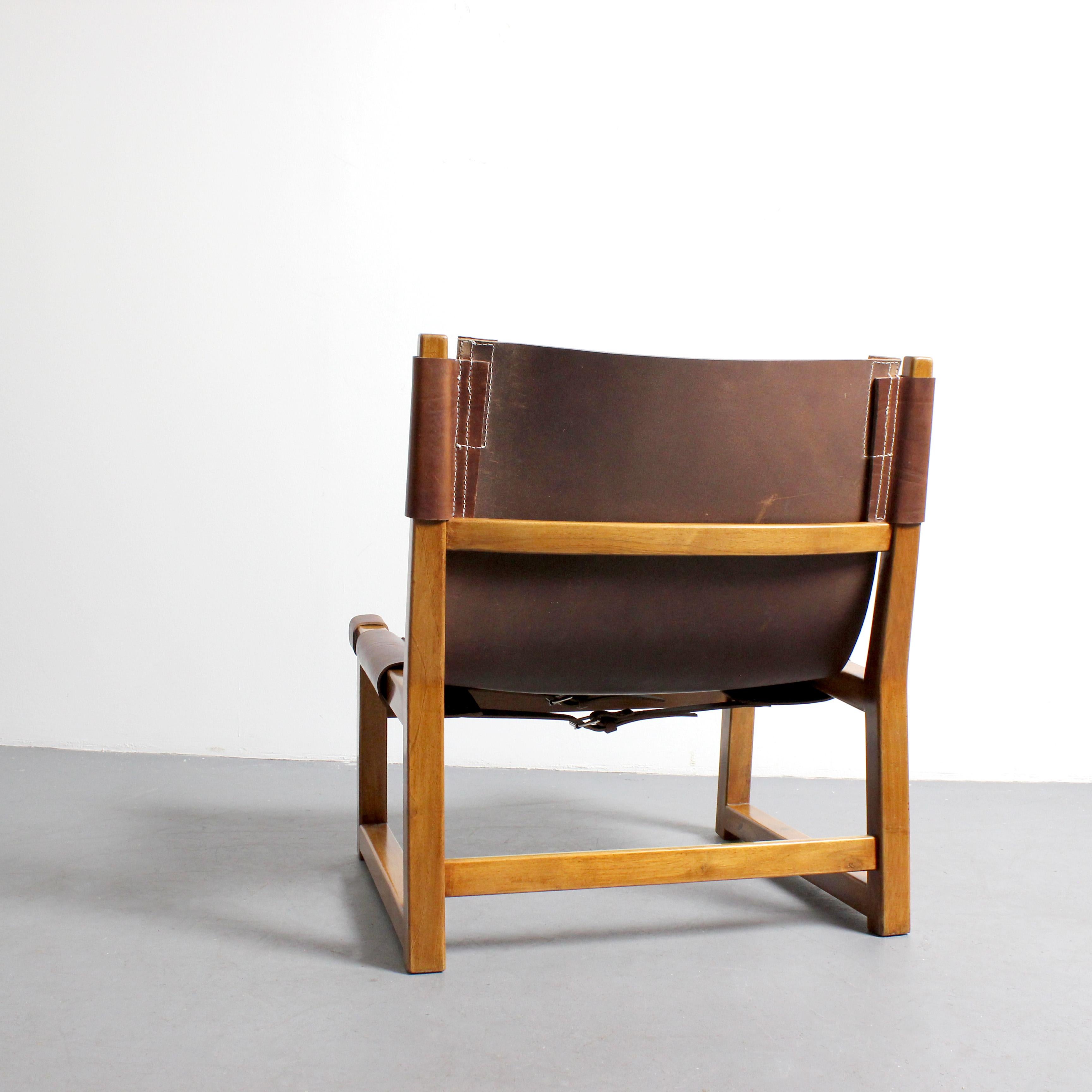 Riaza Sessel mit Gestell aus Nussbaumholz und Lederpolsterung - Paco Muñoz - a Darro - im Angebot 2