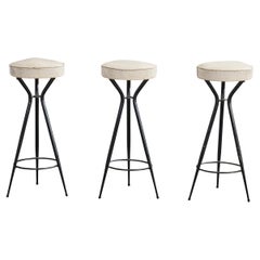 Riazór, Counter Stools, Metal, Vinyl, Brazil, 1950s Vintage Riazór, Counter Stools, Metal, Vinyl, Brazil, 1950s