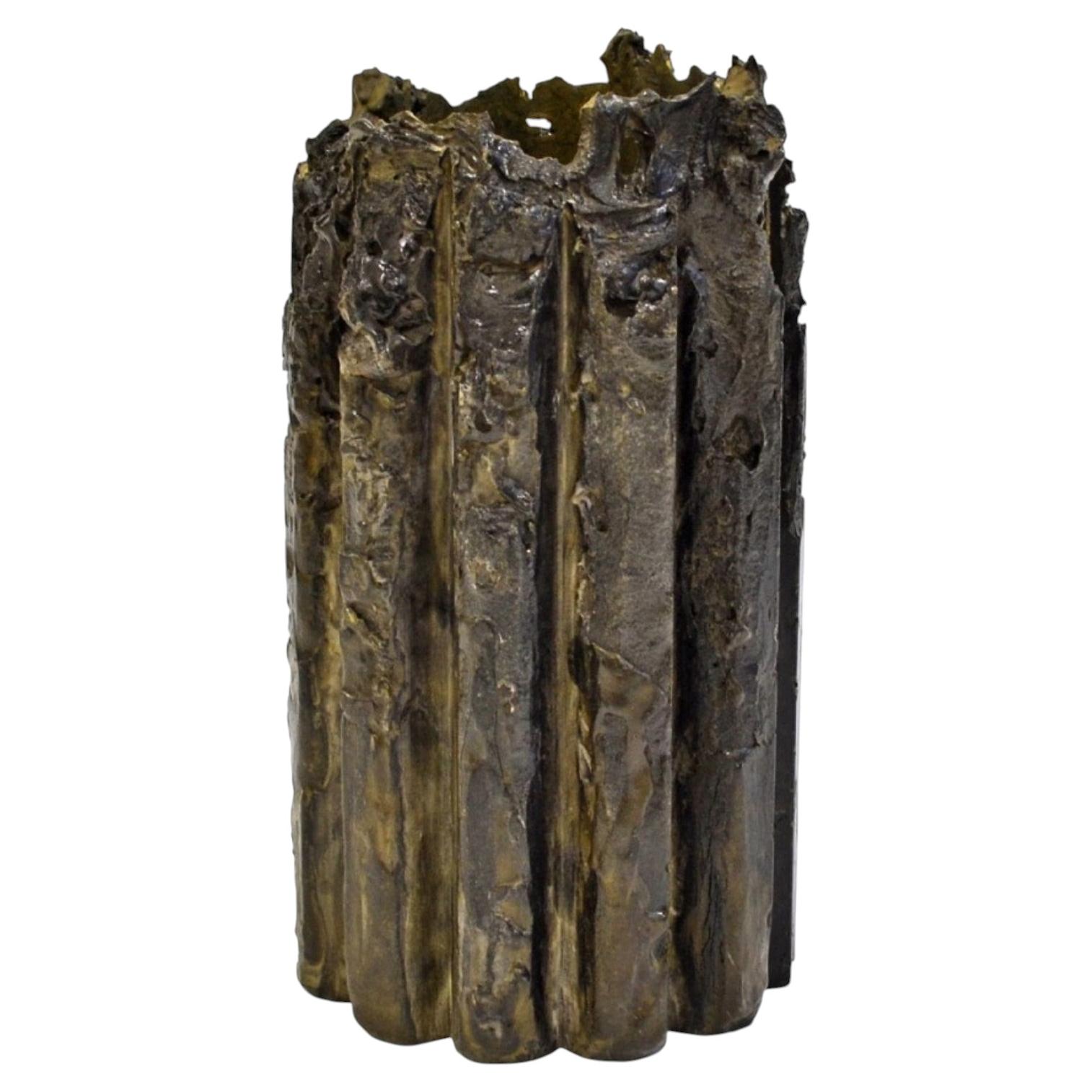 Rib 12X Sturdy Dark Green Cornice Vessel by Lenny Stopp