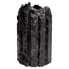 Rib 12X Sturdy Pitch Black Cornice Vessel by Lenny Stopp