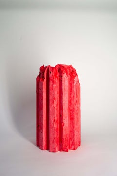 Rib 12X Sturdy Red Cornice Vessel by Lenny Stopp