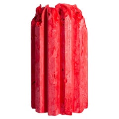 Rib 12X Sturdy Red Cornice Vessel by Lenny Stopp