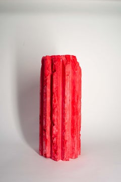 Rib 12X Sturdy Tall Red Cornice Vessel by Lenny Stopp