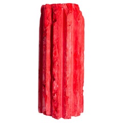 Rib 12X Sturdy Tall Red Cornice Vessel by Lenny Stopp
