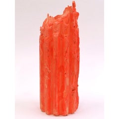 Rib 12X Thin Flare Orange Cornice Vessel by Lenny Stopp