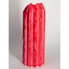 Rib 12X Thin Red Cornice Vessel by Lenny Stopp