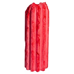 Rib 12X Thin Red Cornice Vessel by Lenny Stopp