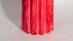 Rib 12X Thin Tall Red Cornice Vessel by Lenny Stopp