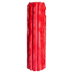 Rib 12X Thin Tall Red Cornice Vessel by Lenny Stopp