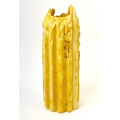 Rib 12X Thin Yellow Cornice Vessel by Lenny Stopp
