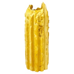 Rib 12X Thin Yellow Cornice Vessel by Lenny Stopp