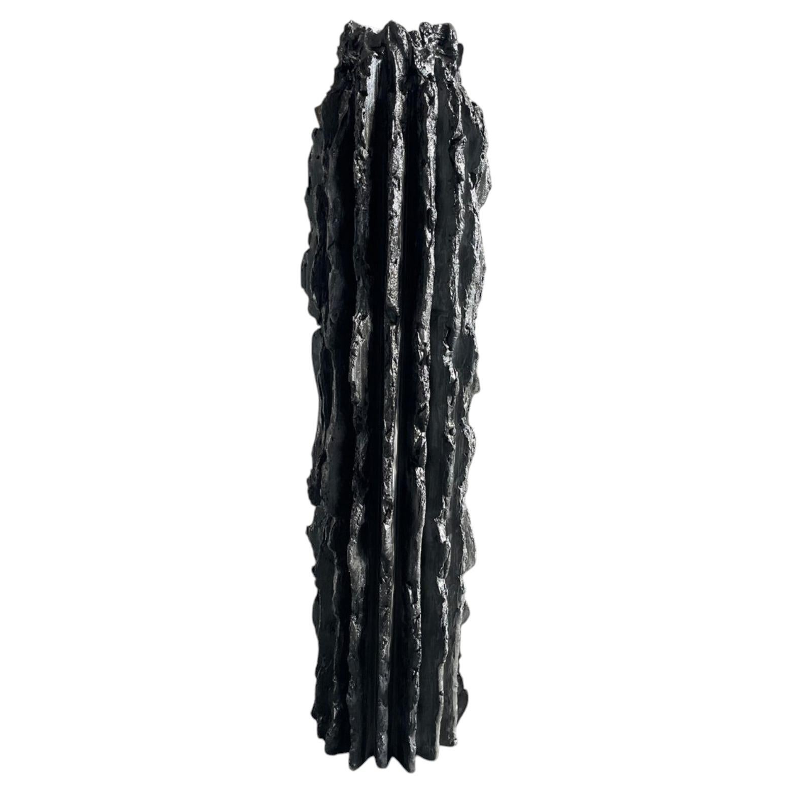 Rib 16X Monolith Pitch Black Cornice Vessel by Lenny Stopp