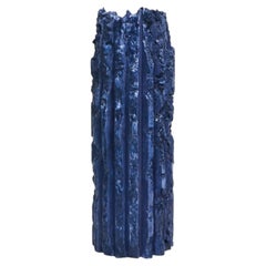 Rib 16X Sturdy Tall Deep Blue Cornice Vessel by Lenny Stopp