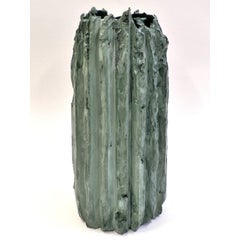 Rib 16X Sturdy Tall Gray Mint Cornice Vessel by Lenny Stopp