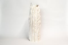 Rib 16X Sturdy Tall Ivory White Cornice Vessel by Lenny Stopp