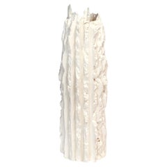 Rib 16X Sturdy Tall Ivory White Cornice Vessel by Lenny Stopp