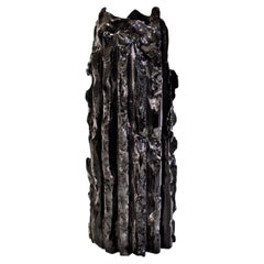 Rib 16X Thin Pitch Black Cornice Vessel by Lenny Stopp