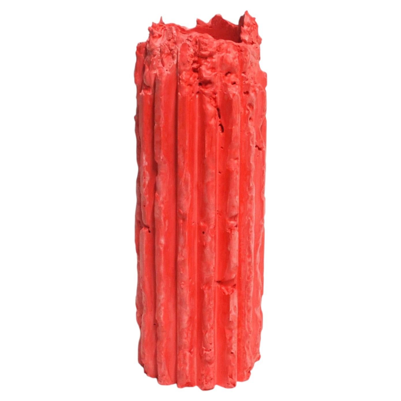Rib 16X Thin Red Cornice Vessel by Lenny Stopp