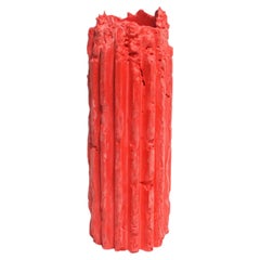 Rib 16X Thin Red Cornice Vessel by Lenny Stopp
