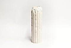Rib 16X Thin Tall Ivory White Cornice Vessel by Lenny Stopp