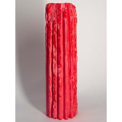 Rib 16X Thin Tall Red Cornice Vessel by Lenny Stopp