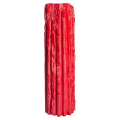 Rib 16X Thin Tall Red Cornice Vessel by Lenny Stopp