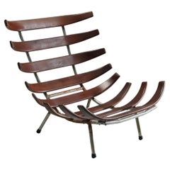 Silla Rib de teca y metal, Brasil, años 50