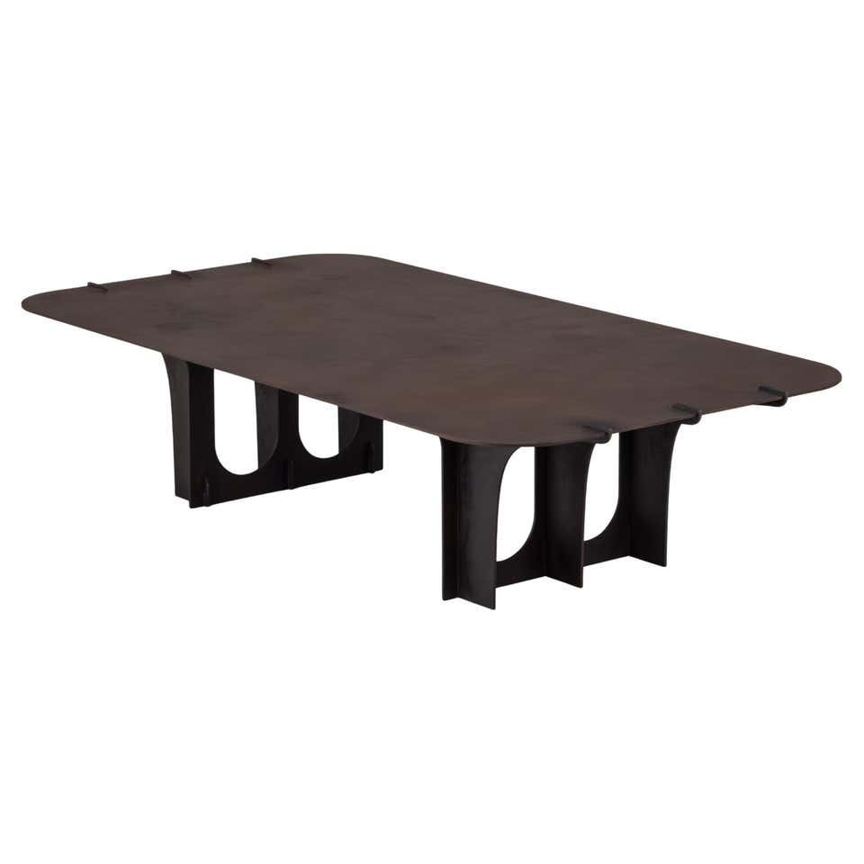 Rib Coffee Table — Sculpted Patinated Brass For Sale at 1stDibs